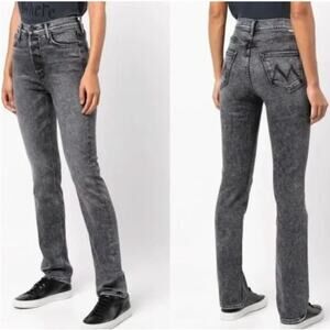 MOTHER Denim The Pixie Dazzler Skimp in Train Stops Jeans Size 26 Grey Acid Wash